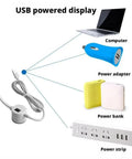 Plug And Play USB Laser Alignment Light With Slick Magnetic Mount For Sewing And Craft Cutting Delivering Crisp Red Cross Lines, connected to various power sources.