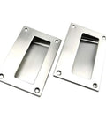 Hidden Recessed Pull Handle Two Pack Set Built To Last Stainless Steel Square Flush Concealed Furniture Hardware shown on white background