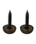 Top Shelf Eight Piece Set Of Real Pure Brass Decorative Mirror Screws With Bronze Cap Covers To Hide Heads For A Clean Look And Rock Solid Self Tapping Fasteners, showing two screws with bronze caps.