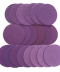Get 100 Pieces Of Awesome 5 Inch Round Sanding Discs For Wet Dry Polishing Wood Metal And More From Grit 80 To 600 Including The Super Smooth 320 Grit You Need To Make Your Projects Look Totally Rad Without Breaking The Bank, showing purple sanding discs.