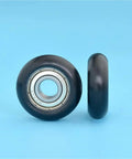 100 Piece Circular Arc Plastic Coated Bearings 688ZZ for doors windows and drawers shown at different angles.