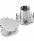 Beefy Four Prong And Three Prong T Nuts Set For Woodworking M8 Threaded Inserts, 20 Pcs, 304 Stainless Steel close-up view