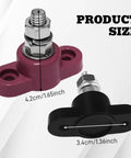 Dang Tough Single Stud Battery Junction Block For Cars And Boats Slick 12V Power And Ground Distribution Post with size details shown.