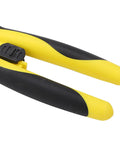 Heavy-Duty Carbon Steel Wire Stripper With Secure Non Slip Grip Electrician Crimping Pliers handle view showing black and yellow grip.