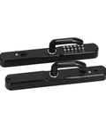 Heavy Duty Outdoor Door Lock With Sleek Keypad And Spare Key, Built Tough Battery Free Aluminum Alloy Gate Lock For Courtyard Entry, Matte Black Finish, side view.