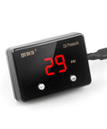 Oil pressure gauge by JJCOCO with red LED display showing 29 PSI, black housing, 12V vehicle gauge