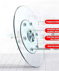 Heavy Duty Tempered Glass Lazy Susan Turntable With Hella Smooth 360 Rotation Spacious Round Serving Tray showcasing aluminum features.