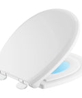 Sanborne Slow Close Round Toilet Seat With Built In Child Seat And Nightlight Soft Close Round Toilet Seat For Potty Training White 823902 N WH
