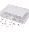 Heavy Duty Fuel Line Hose Clamp Kit 250 Pieces With 10 Sizes From 5mm To 14mm Iron Zinc Plated Clips in Storage Case