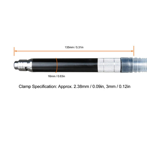 Industrial Grade Pro Shop Rig Pneumatic Pencil Die Grinder 65000 Rpm Adjustable Speed with aluminum grip and clamp specifications.