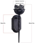 Kick Up Your Living Room Vibe With These Dope Black Gothic Wall Sconces Set Of Two Handcrafted Iron Crown And Scepter Candle Holders For Vintage Home Decor Style, measuring 15 inches tall.