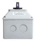 Front view of Rotary Changeover Switch Universal Selector Switch Enclosure Box 690V 40A 3 Position 3 Phase 12 Terminals
