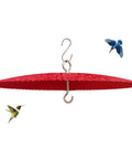 Side view of a red 13 Inch Metal Bird Feeder Baffle Rain Guard for Outdoor Hummingbird Feeders Hanging Weather Shield Cover