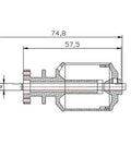 Technical drawing of 64mm RC Jet Ducted Fan With 3500KV Brushless Motor 4S ready, showing dimensions and mounting holes.