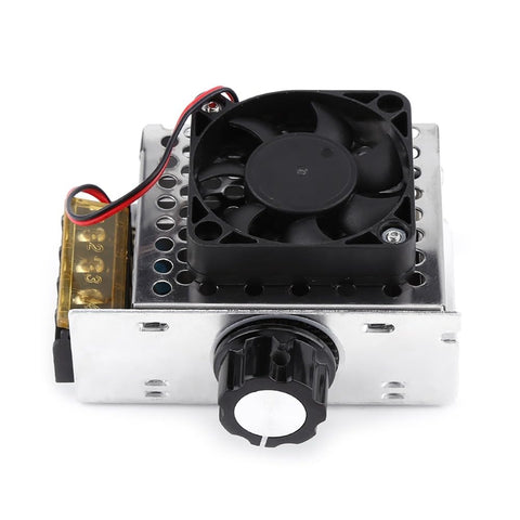 Front view of Beefy 4000W SCR Voltage Regulator and Electric Motor Speed Controller Dimmer with adjustable knob.