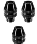 Lock Tight 3 Pack Keyless Chuck Set Smooth Quick Release Jaw compatible rotary grinder parts in black.