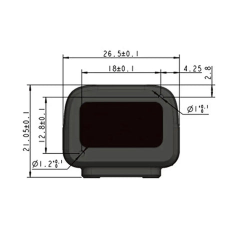 Front view of TF Nova Lidar Sensor Range Finder For Bots And Drones With 14 Meter Scanning Range 14°H × 1°V, with dimensions shown.