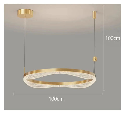 Modern Stairs Ring Ceiling Lights Led Chandelier, 100cm gold pendant lamp for living room decoration.