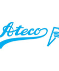 Blue Ateco logo with stylized piping bag for Ultra Straight Spatula With Stainless Steel Blade Four And A Quarter Inch Silver Icing Tool