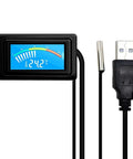 USB Powered Digital Thermometer Temperature Gauge With Sensor Probe For Aquarium Car PC Case Incubator Brooder And Pet Enclosures LCD Display With Fahrenheit And Celsius Readouts. Black USB thermometer with LCD display and metal probe