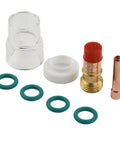 Upgrade Your Rig With This Awesome 8 Piece TIG Torch Kit For Wp 17 And 18 Models Featuring Stubby Gas Lens parts including glass cup and O rings.