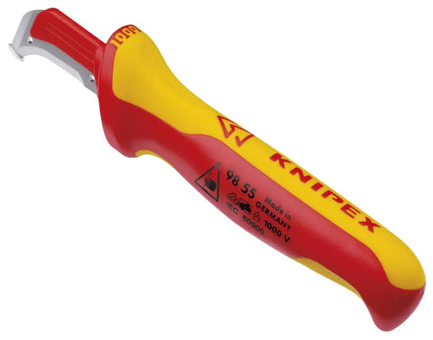 Insulated Dismantling Knife for Electricians 1000V Safe Work Tool With Fixed Hook Sickle Blade and Slip Guard Handle