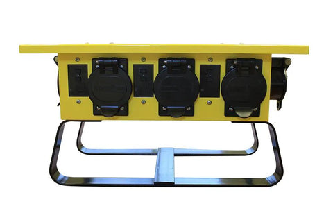 Pro Grade Job Site Power Distribution Workhorse With Beefy Durable Exterior And Six Nema L5 20r Plus One L6 30 Locking Receptacles built rugged for outdoor use.