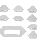 Real Deal Router Template Set Hella Precise Corner Radius Jig Kit with eight aluminum alloy radius discs for woodworking.