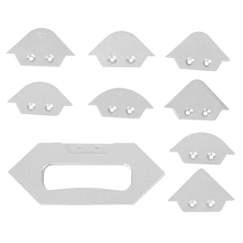 Solid Core Router Templates Kit For Woodworking includes 8 solid aluminum radius guides for precise corner shaping.