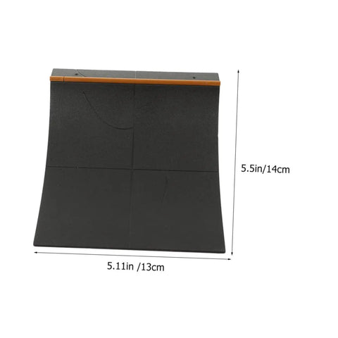 Fingerboard Skateboard Ramp Set Two Piece Mini Skatepark Obstacle Accessories For Kids Fingerboard Training Park Durable Plastic Ramps 5.5 By 5.1 By 4.5 Inches, black ramp with dimensions shown