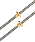 Heavy Duty Stainless Steel T16 Lead Screw For Cnc 3D Printer And Maker Gear with brass nuts, 16mm diameter, smooth linear motion.