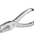 One Handed Hole Punch For Paper, 6 Sheet Capacity, 3.175mm Hole, Chrome Plated Handheld Puncher With Scrap Collector