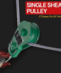 Heavy Duty Snatch Block With Hook For Rollback Recovery 8 Ton Working Load Limit 6 Inch Sheave Three Quarter Inch Wire Rope Pulley System