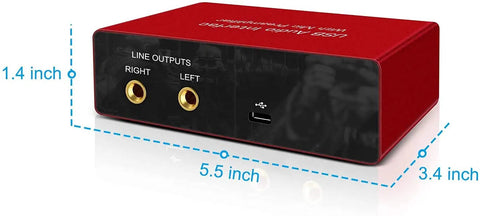 2x2 USB Audio Interface With Mic Preamplifier And 48V Phantom Power For Studio Quality Recording And 24 Bit Resolution USB Mixer And Compact Recorder, red