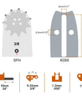 Dimensions and specifications of 20 Inch Chainsaw Bar And Chain Combo With 3/8 Pitch And.050 Gauge, 72 Drive Links, Replacement Kit
