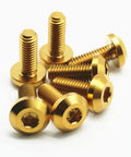6 Pack M8x15mm Titanium Hex Socket Cap Screws For Motorcycle Disc Brake Mod, gold finish, durable, high strength fasteners.