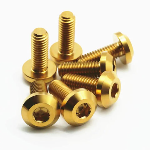 6 Pack M8x15mm Titanium Hex Socket Cap Screws For Motorcycle Disc Brake Mod, gold finish, durable, high strength fasteners.