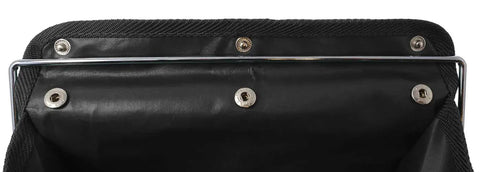 Top view of foldable fabric shoe cover storage box metal frame and waterproof black Oxford fabric showing buttons