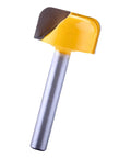Premium 1/4 Inch Shank Flush Trim Router Bit For Wood Carving And Hinge Mortising with yellow tip and silver shank.