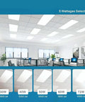 Smooth Upgrade With 6 Pack 2x4 Led Drop Ceiling Panels Featuring Zero Sweat Install adjustable wattage options in modern office.