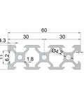 2060 Aluminum Extrusion 500mm Black V Slot 20x60mm, 2 Pack Anodized European Standard Linear Rail Frame For 3D Printers, CNC, Laser Engravers, Built To Last, Automation, Workbenches, DIY Projects cross-section drawing