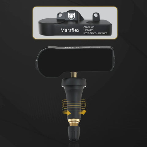 TPMS Sensor for GM Vehicles Including Chevy Silverado Equinox Camaro Cruze Express Tahoe Enclave Escalade GMC Buick Pontiac Saturn Saab and More Plug N Play Direct Fit OE 13598771 Compatible black sensor with valve stem