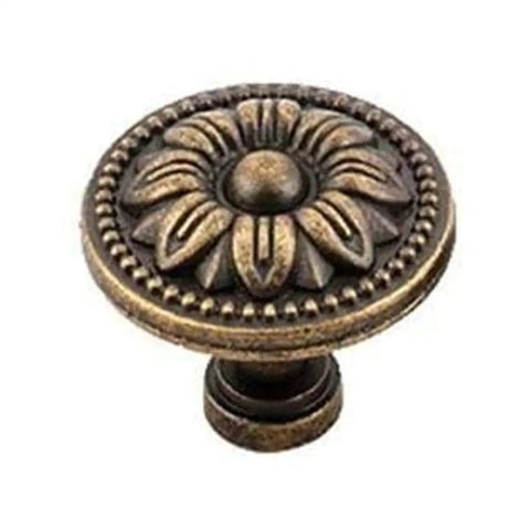 Flower Shape Metal Pull Knob Set In Bronze Tone Cabinet And Drawer Handles 2.5 By 3.5 Cm Includes Screws 10 Pack