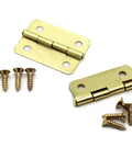 Golden Small Hinge For DIY Projects And Furniture Makeovers, with screws included, shown on white background, ideal for cabinets and cupboards.