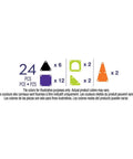 24 Piece Halloween Magnetic Building Tiles For Kids, showing tile shapes and colors included in the set.
