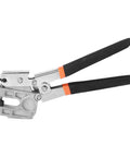 Heavy Duty Stud Crimping Tool For Drywall 10 Inch Steel Alloy Pliers with black handles, side view