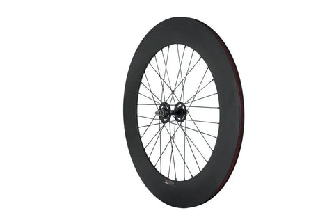 Full Carbon Fixed Gear Wheelset 700C 88mm Track Clincher Matte Finish For Dope Street Rides, Toray T700C Fibers, angled view