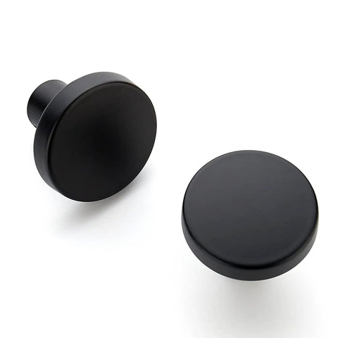 Matte Black Cabinet Knobs Set 15 Pack 1-1/4 Inch Solid Round Drawer Pulls For Kitchen Cabinets And Dresser Drawers
