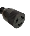 Close-up of NEMA L6 20 Locking Extension Cord With 3 Prong Plug 20 Amp 250 Volt Outdoor Heavy Duty Cable 25 Foot Copper Conductors