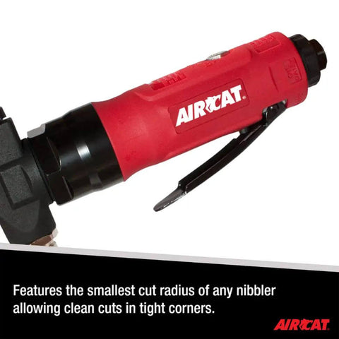 18 Gauge Nibbler Sheet Metal Cutter For Auto Body And Ductwork Projects, heavy duty cutting tool with red and black handle.